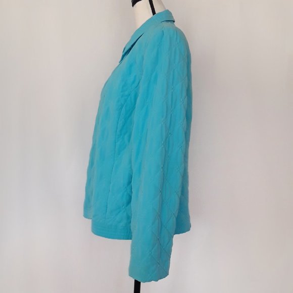 Requirements Tiffany Blue Quilted Snap Button Down Jacket Size XL - Picture 6 of 10